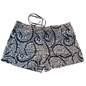 T7 Gap Women Black White Paisley Print Shorts Size 2 Linen Blend Casual